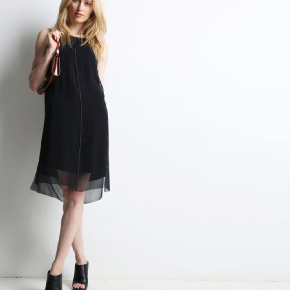 Go Silk Go Get‎ Layered Dress in Black Silk XS